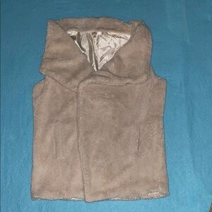 TCEC Sherpa faux vest open wrap front waterfall style cream 2 pockets NEW size L